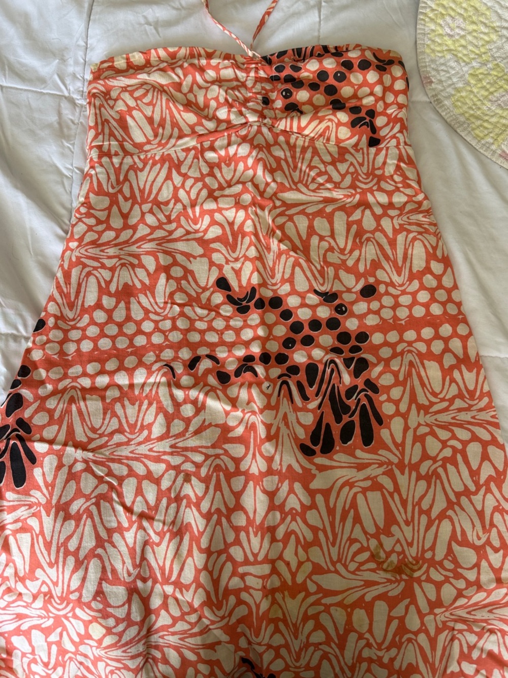 Strapless Mini Dress in Coral Cream Print